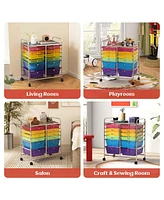 Costway 12-Drawer Rolling Storage Cart Organizer with 2 Sizes Plastic Drawers