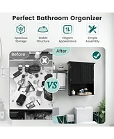 Costway Wall Mount Bathroom Cabinet Wooden Medicine Storage Organizer