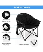 Costway Folding Camping Moon Padded Chair with Carry Bag