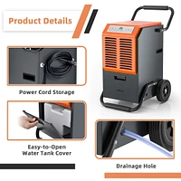 Costway 163 Ppd Portable Commercial Dehumidifier w/Water Tank&Drainage Pipe for Basement