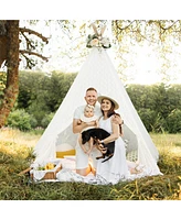 85'' Height 5 Sides Huge Lace Play Tent for Kids Adult Wedding w/ Light Strings