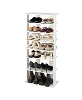 Costway Patented 7-Tier Double Rows Shoe Rack Vertical Wooden Shoe Storage Organizer Rustic