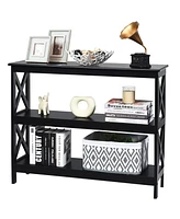 Costway 3-Tier Console Table x-Design Bookshelf Sofa Side Accent