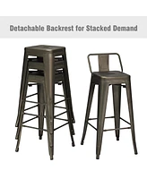 Set of 4 Metal Bar Stools 30'' Bar Height Barstools Industrial
