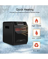 Portable Electric Space Heater 1500W 12H Timer Led Remote Control Room Office