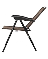 Costway 4PCS Folding Sling Chairs Steel Armrest Patio Garden Camping