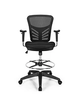 Costway Mesh Drafting Chair Office Chair w/Adjustable Armrests & Foot-Ring