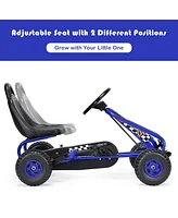 Costway Kids Pedal Go Kart 4 Wheel Ride On Toys w/ Adjustable Seat & Handbrake