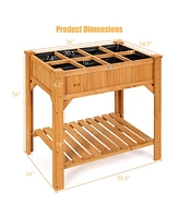 8 Grids Raised Garden Bed Elevated Planter Box Kit Wood