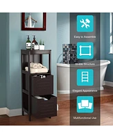 Costway Bathroom Wooden Floor Cabinet Multifunction Storage Rack Stand Organizer