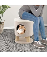 Costway 3-in-1 Cat Condo Stool Kitty Bed with Scratching Posts & Plush Ball Toy