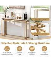 Costway 47" Faux Marble Top Console Table Modern Entryway Table with Anti-toppling Kit