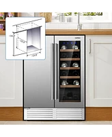 2-in-1 Beverage and Wine Cooler Free-standing & Built-in Dual Zones Wine Fridge