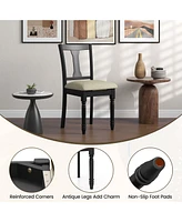 2 Pcs Wood Chair Antique Upholstered with Storage Space