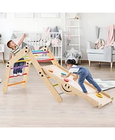Wooden Climbing Toys for Toddlers Jungle Gym with Reversible Ramp, Seesaw, Climber