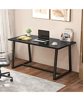Costway 63" Large Dining Table for 4-6 People with Heavy-duty Metal Frame Modern