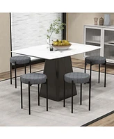 Bar Stools Set of 4 Home Upholstered with Metal Legs & Anti-slip Foot Pads Light