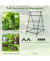 Costway Cucumber Trellis Foldable Garden Tunnel Trellis with Adjustable Auxiliary Clips