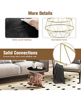 Costway Round Side End Coffee Sofa Table Nightstand with Storage Space Removable Top
