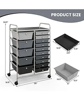 15 Drawer Rolling Organizer Cart Utility Storage Tools Scrapbook Paper Multi-Use