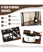 Costway Industrial Wine Rack Multi-purpose Freestanding Bakers Rack with Glass Holder
