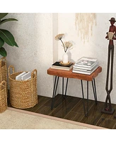1 Pc Rectangular End Table Accent Side Reclaimed Teak Wood Plant Stand