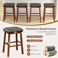 30'' Dining Bar Stool Set of 2 Pub Height Padded Seat Wood Frame Kitchen