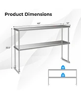 48'' 2-Tier Overshelf for Prep & Worktable Stainless Steel Adjustable Lower Shelf