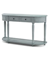 52'' Long Sofa Table with 2 Drawers & Open Shelf Retro Console Table with Storage