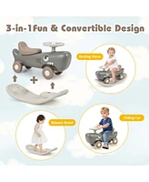 Costway Convertible Rocking Horse & Sliding Car with Detachable Balance Board