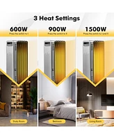 Costway 1500W Oil-Filled Radiator Heater Portable Electric Space Heater 3 Heat Settings