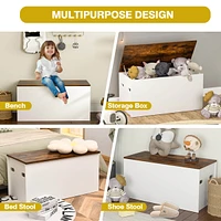 Costway Flip-top Storage Chest Lift Top Storage Bench Wooden Deck Box Toy Box