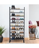 Costway 10-Tier Shoe Rack Space-saving Shoe Organizer W/Metal Frame Shoe Tower