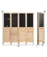 Costway 4-Panel Folding Divider Screen W/Chalkboard 5.7Ft Tall
