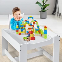 Kids Table Chairs Set With Storage Boxes Blackboard Whiteboard Drawing