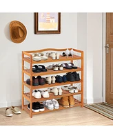 Costway 5-Tier Wood Shoe Rack Freestanding Large Shoe Storage Organizer Heavy-duty