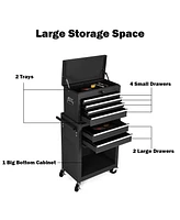 Costway 2 1 Rolling Cabinet Storage Chest Box Organizer
