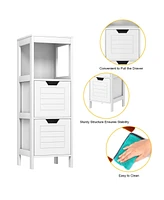 Costway Bathroom Wooden Floor Cabinet Multifunction Storage Rack Stand Organizer Bedroom