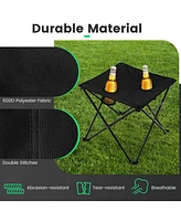 Gymax Folding Camping Chair Set of 3 Portable Lawn Chair & Side Table w/ 2 Cup Holders