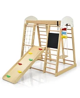 Costway Indoor Playground Climbing Gym Kids Wooden 8 in 1 Climber Playset for Children