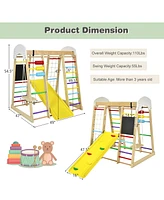 Costway Indoor Playground Climbing Gym Kids Wooden 8 in 1 Climber Playset for Children