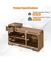 Costway 2-tier Shoe Bench Storage Shoe Rack Organizer Cabinet with Cushion for Entryway