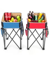 Costway 2 Pcs Folding Camping Tables w/ Large Capacity Storage Sink