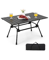 Costway Heavy-Duty Aluminum Camping Table, Folding Outdoor Picnic Table with Carrying Bag