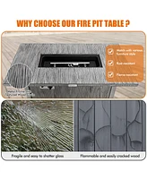 Costway 43-inch Propane Gas Fire Pit Table Wood-like Metal Fire Table