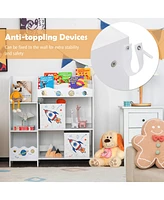 Kids Toy and Book Organizer Children Wooden Storage Cabinet