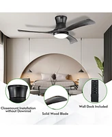 Costway 52 Inches Ceiling Fan with Led Light, Remote Control,6 Wind Speeds and 8H Timer