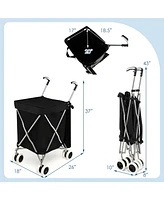 Costway Folding Shopping Cart Utility w/ Water-Resistant Removable Canvas Bag