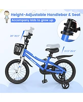 16'' Kid's Bike with Removable Training Wheels & Basket for 4-7 Years Old