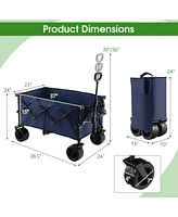 Costway Folding Collapsible Wagon Utility Garden Cart w/ Wide Wheels Adjustable Handle